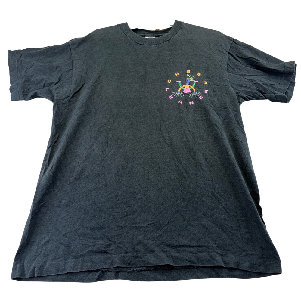 Fruit of the Loom T-Shirt Mens L Black Cheerleader Vintage 90s Graphic USA Made